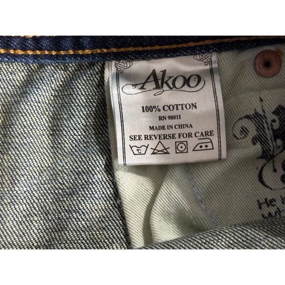 AKOO Men’s Size 32x32 Distressed Blue Denim Jeans Streetwear Baggy Fit - Picture 7 of 15